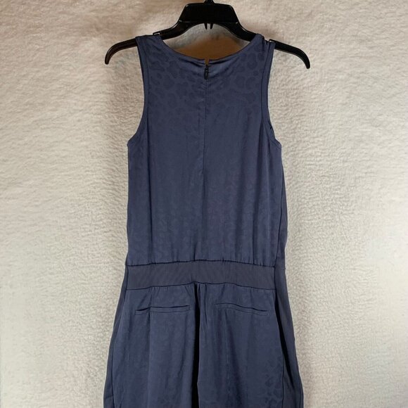 Athleta Brooklyn Women's Blue Animal Print Textured Jumpsuit Size 4 pockets 9139 - Picture 8 of 9
